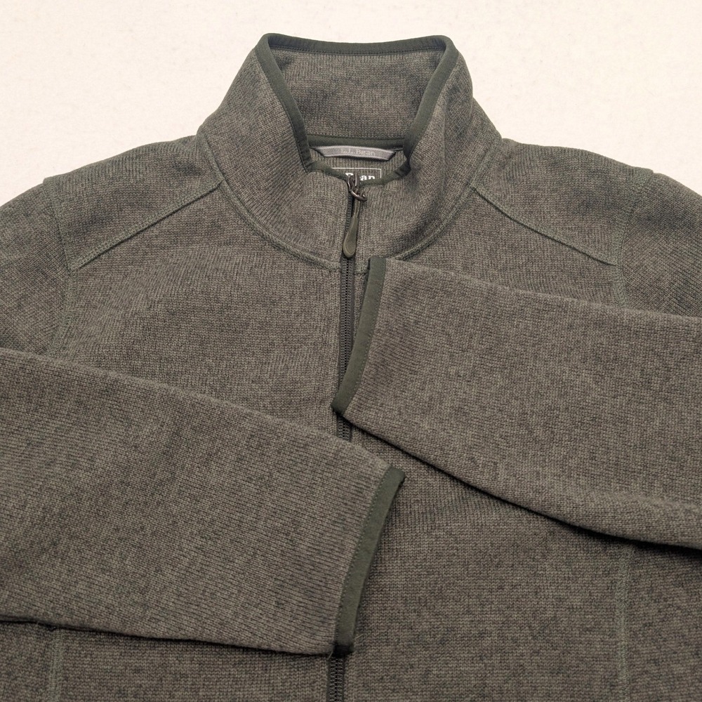 LL Bean Sweater Fleece Full Zip Jacket Womens Large L Green 279684 Pockets